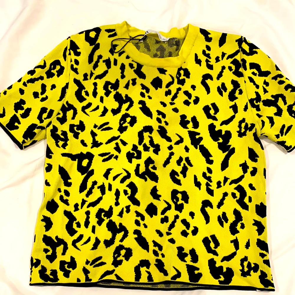 Zara neon and black print top